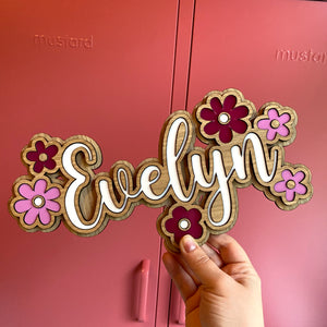 Personalised Flower Bedroom Door Sign