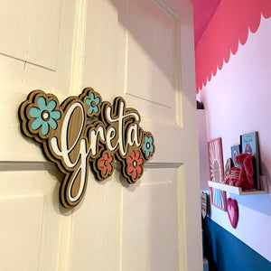 Personalised Flower Bedroom Door Sign