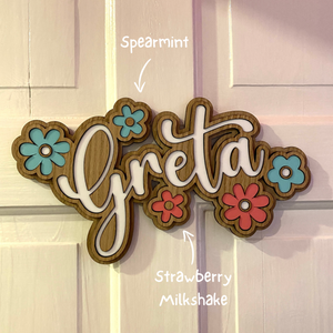 Personalised Flower Bedroom Door Sign