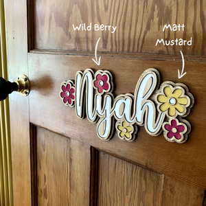 Personalised Flower Bedroom Door Sign