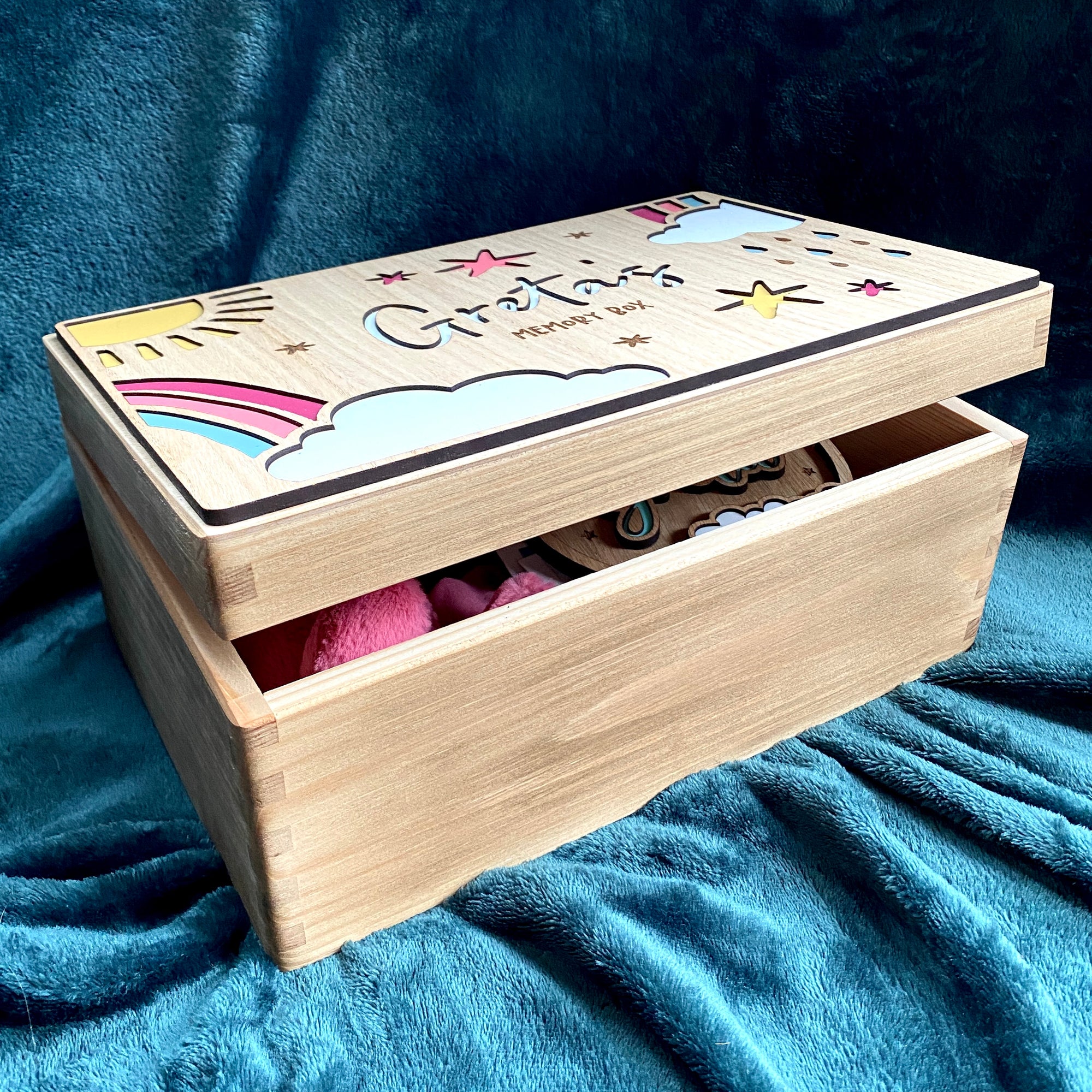 Personalised Rainbow & Cloud Baby Memory Box