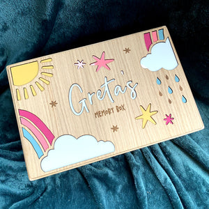 Personalised Rainbow & Cloud Baby Memory Box