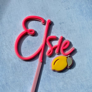 Personalised Name Cake Topper With Lemon