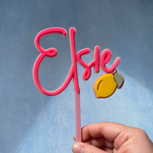 Personalised Name Cake Topper With Lemon